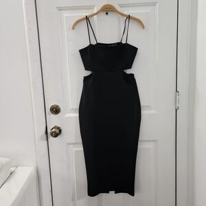Nasty Gal Black Cutout Strapless Midi Dress Size 6- NWT